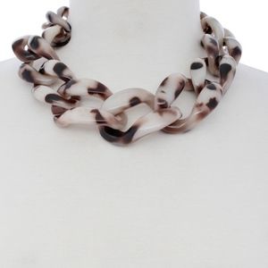 Beige Chunk Resin Statement Necklace